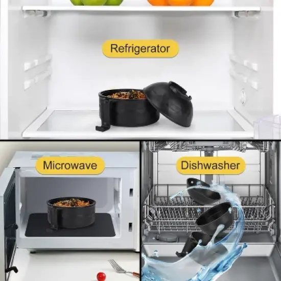 Itopfox Ramen Bowl Set with Chopsticks and Spoon, Microwave Pasta Cooker, College Dorm Essentials for Girls and Guys (Black) image {4}