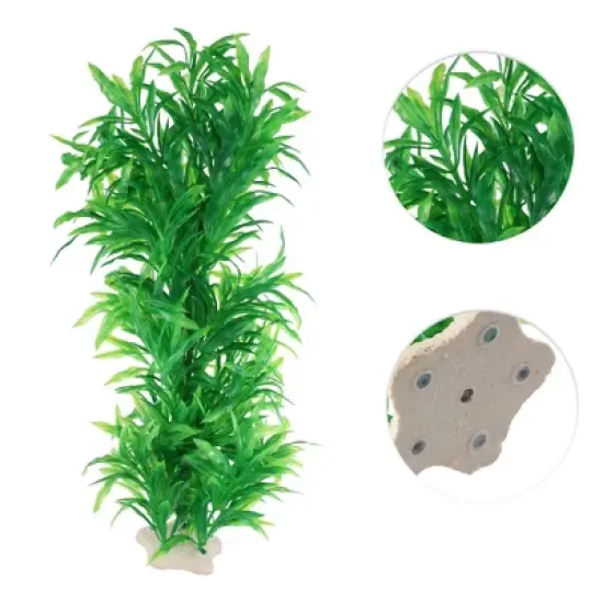Unique Bargains Aquarium Decorations Fish Tank Artificial Plants Green 12.20" 2 Pcs image {2}