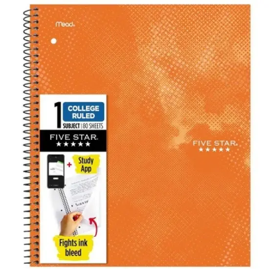 Five Star Active Subject Notebook 80ct Orange image {8}