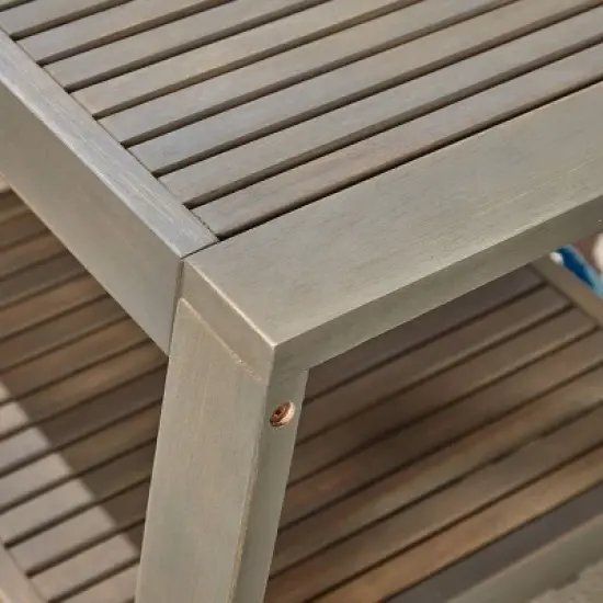 2pc Grenada Acacia Wood Patio Chat Set Gray - Christopher Knight Home image {4}