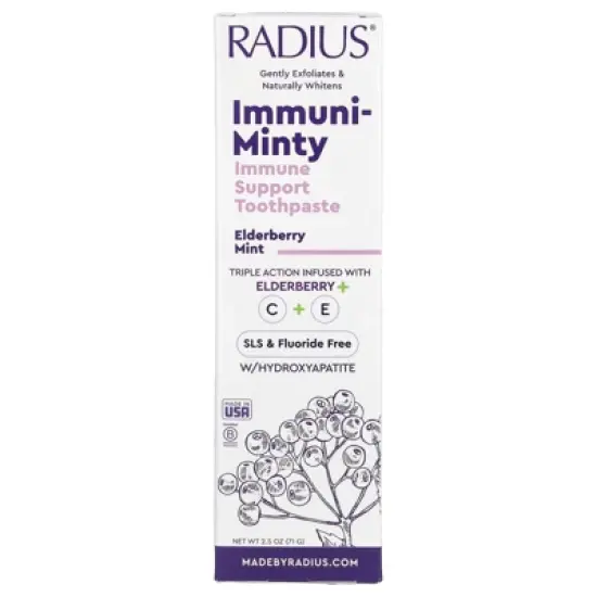 RADIUS Immuni-Minty, Immune Support Toothpaste, Elderberry Mint, 2.5 oz (71 g) image {3}