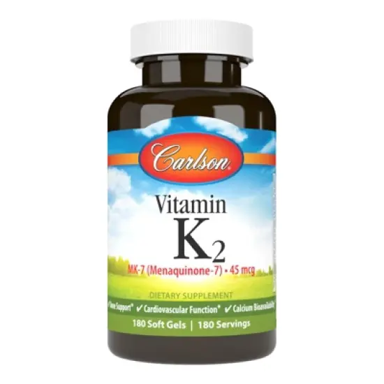 Carlson - Vitamin K2 as MK-7 (Menaquinone), 45 mcg, Bone Support, 180 Softgels image {4}
