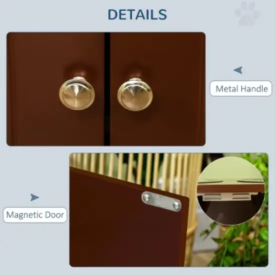 INFURNIC Pet Bowl Large Elevated Feeding Station with Storage Cabinet Magnetic Closure Stainless Steel Bowls, Brown, 23.5"*11.8"*14" image {4}