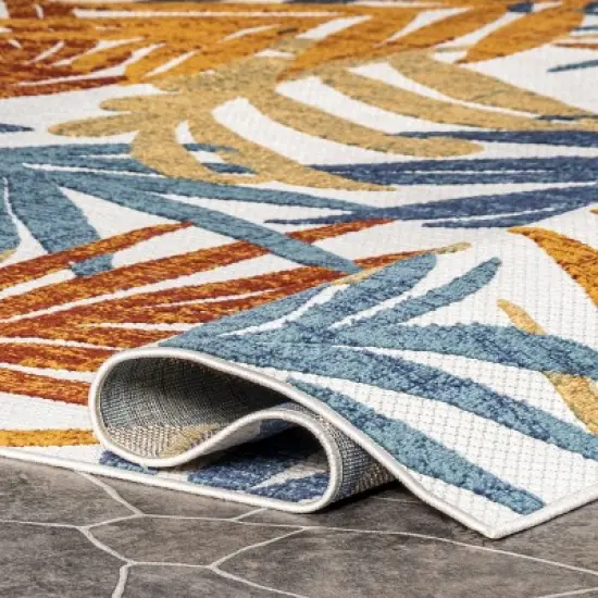 nuLOOM Flor Multi Tropical Leaves Indoor/Outdoor Patio Area Rug image {3}