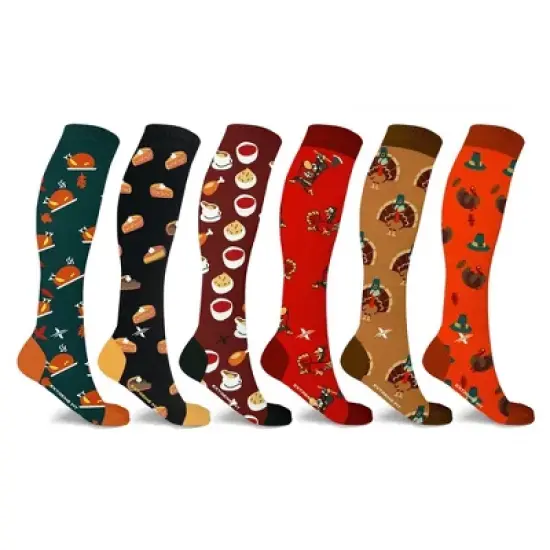 Extreme Fit Thanksgiving Special Knee-High Compression Socks - 6 Pair image {5}