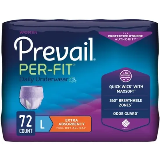 Prevail Per-Fit Daily Incontinence Underwear for Women, Pull On with Tear Away Seams,  Extra Absorbency image {4}
