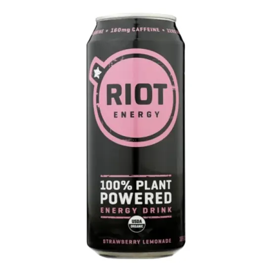 Riot Energy Organic Strawberry Lemon Plant-Powered Energy Drink - Case of 12/16 oz image {1}
