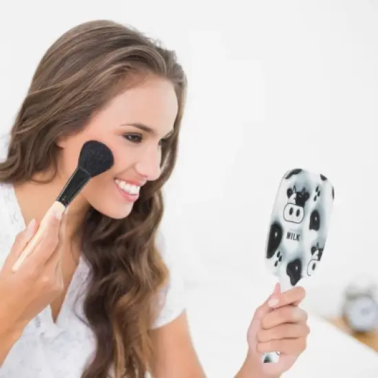 Unique Bargains Durable Handheld Mirror Black White 1 Pc image {2}