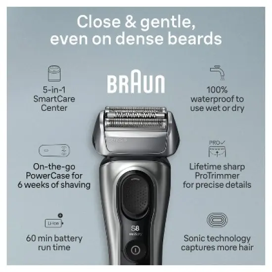 Braun Series 8-8577cc Rechargeable Wet & Dry Shaver + SmartCare Center image {2}