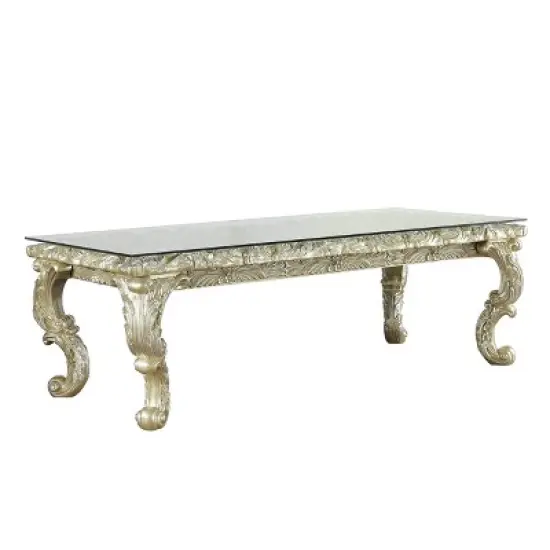 99" Vatican Dining Table Champagne Silver Finish - Acme Furniture image {2}