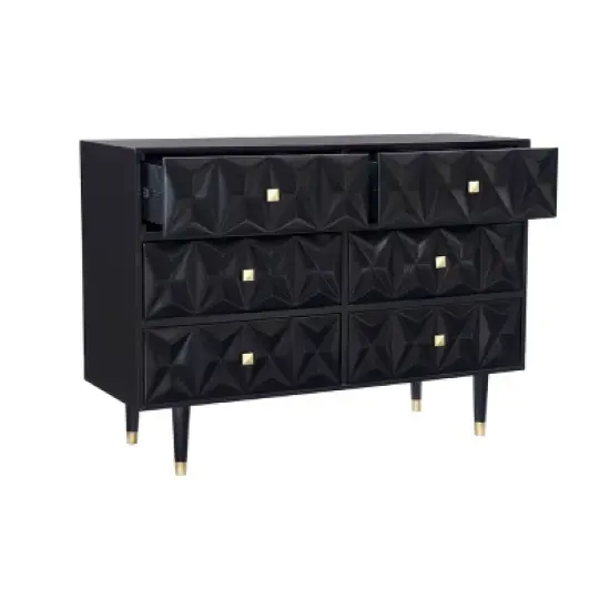 6 Drawer Geo Textured Dresser - Linon image {2}
