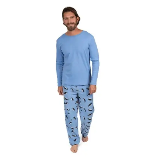 Leveret Mens Cotton Top Fleece Pant Pajamas image {5}