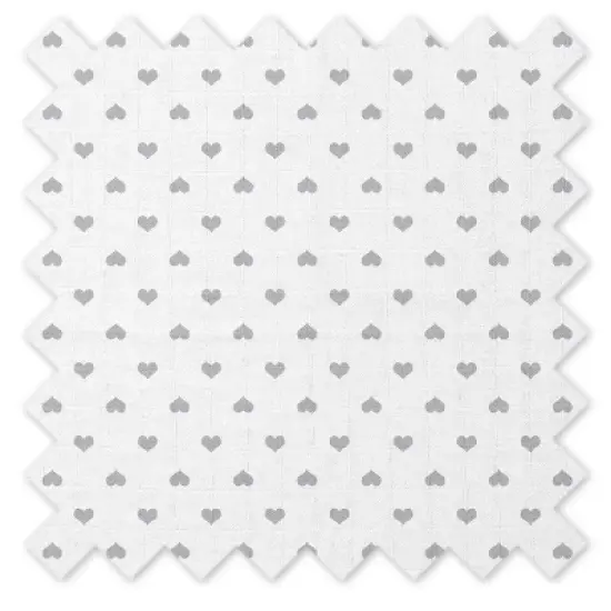 Bacati - Love/Hearts Muslin 4 pc set of Bibs & Burp Cloths Set, Gray image {3}