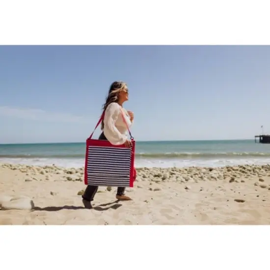 Picnic Time Beachcomber Portable Beach Chair & Tote - Blue Pinstripe image {6}