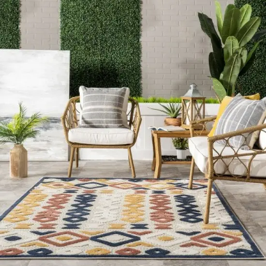 Corra Colorful Geometric Indoor/Outdoor Patio Area Rug image {7}