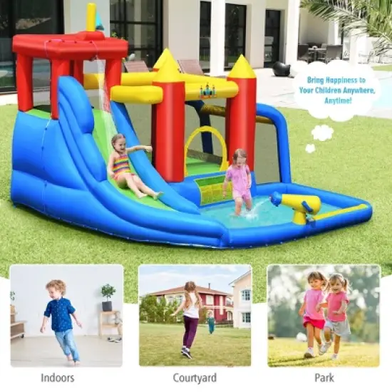 Costway Inflatable Bouncer Water Slide Bounce House Splash Pool without Blower image {3}