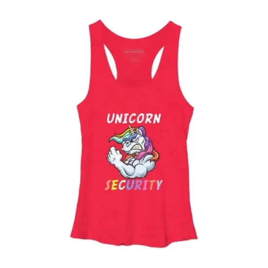 Women's Design By Humans Halloween Dad Mom Daughter Adult Costume - Unicorn Security By MINHMINH Racerback Tank Top image {6}