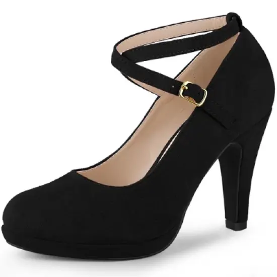 Allegra K Women's Platform Cross Strap Stiletto Heels Pumps image {6}