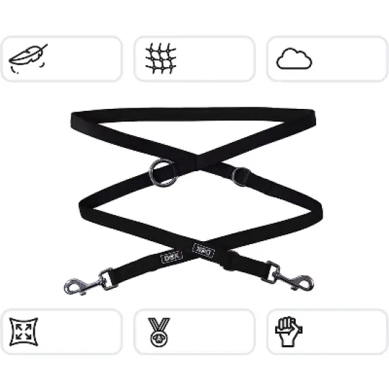 DDOXX 6.6 ft Airmesh Dog Leash w/ 3-Way Adjustable - Black image {1}