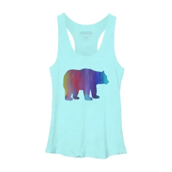 Design By Humans Rainbow Watercolor Artistic Bear By Maryedenoa Racerback Tank Top image {4}