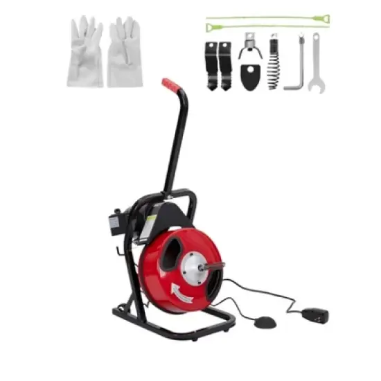 Acekool Electric Drain Cleaner Auger with Auto Feed, Pneumatic Foot Switch, 4 Interchangeable Cutters for 1" to 4" Pipes image {4}