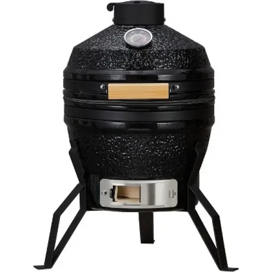 Acekool 13" Ceramic Charcoal Grill - Portable Egg-Style Cooker with Stand, Stainless Grate & Heat Deflectors for Outdoor BBQ & Baking image {7}