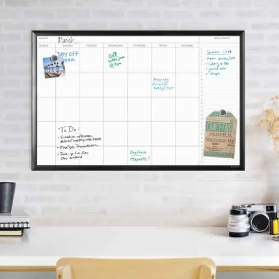 U Brands 36"x24" Magnetic Dry Erase Calendar Board Black Aluminum Frame image {3}