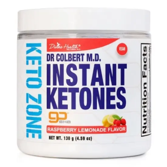 Instant Ketones Powered by goBHB Drink Mix Powder - Sugar Free Raspberry Lemonade Flavor Divine Health by Dr. Colbert - 4.59oz image {6}