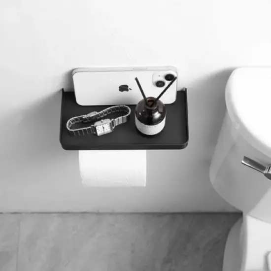 Wall Mount Toilet Paper Holder with Shelf Stainless Steel Paper Roll Holder Tissue Paper Holder image {5}