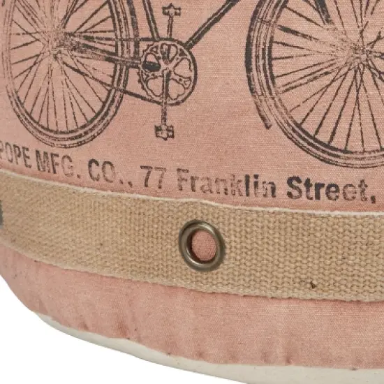 Cotton Pouf Featuring A Screenprinted Bicycle Illustration With Script - Olivia & May image {3}