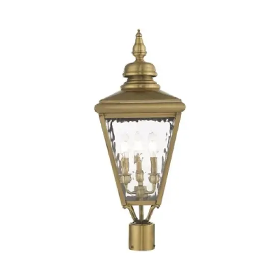 Livex Lighting Cambridge 3 - Light Post Light in  Antique Brass image {4}