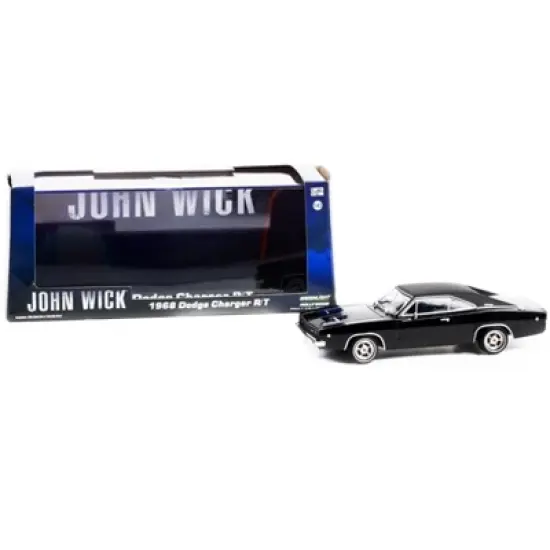 1968 Dodge Charger R/T Black with Black Vinyl Top "John Wick" 1/43 Diecast Model Car by Greenlight image {1}