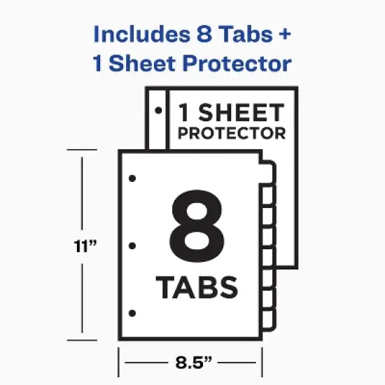 Avery Durable View 3 Ring Binder with 3 Inch Rings, 8 Tab Durable Plastic Binder Dividers, Office Supplies Set (01680) image {5}