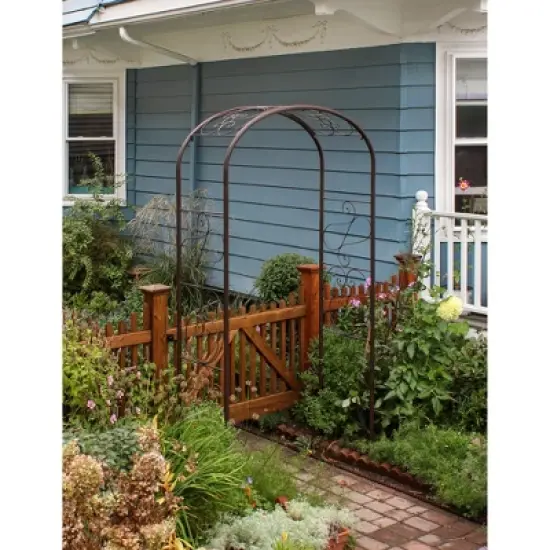 Achla Designs 99" Elegant Handcrafted Ferro Firenze Iron Garden Arbor Roman Bronze Powder Coated image {4}