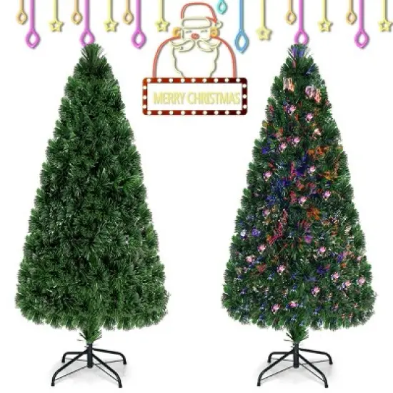 Costway Pre-Lit Fiber Optic Artificial PVC Christmas Tree 6Ft image {7}