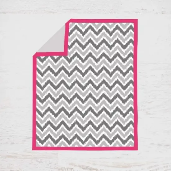 Bacati - Ikat Dots Leopard  Pink Grey Muslin Girls 10 pc Crib Set with wall hangings & Mobile image {2}