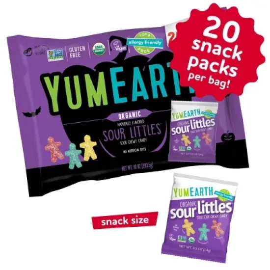 YumEarth Halloween Sour Littles Laydown Bag Candy - 10oz/20ct image {1}