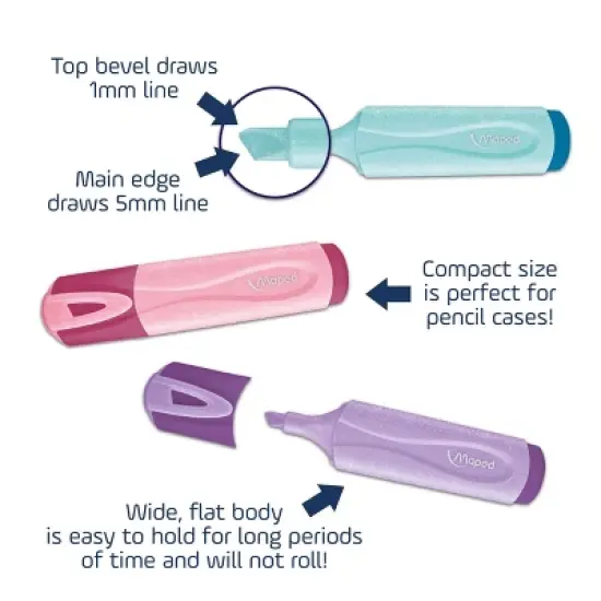 Maped 4pk Fluo Peps Classic Pastel Glitter Highlighters image {3}