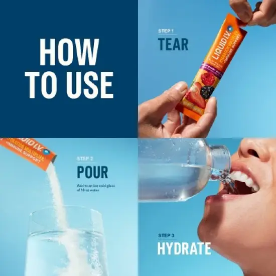 Liquid I.V. Hydration Multiplier + Immune Support Powder Energy Supplements - Mango Passion Fruit - 0.56oz/10ct image {5}