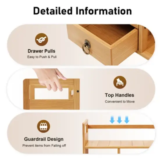 YIYIBYUS Modern Desktop Storage Shelf Desktop Organizer Storage Rack Book Rack With 3 Drawers image {5}