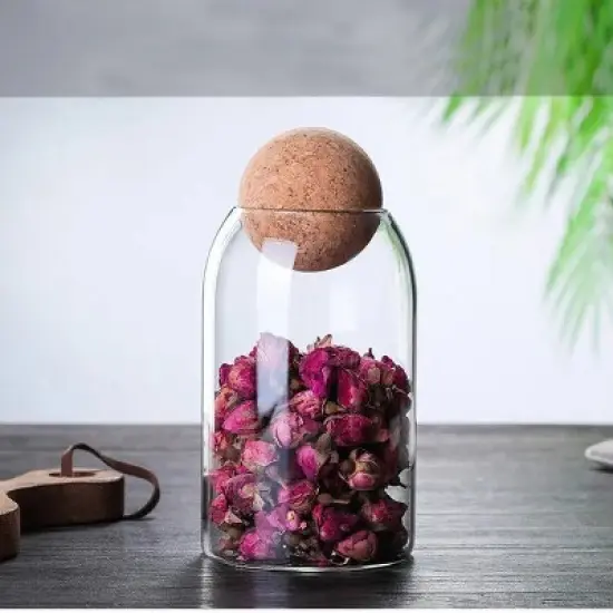 1 SET Storage ball jar, glass tea jar, minimalist cork jar, sealed candy jar, storage jar, coffee jar, dry food storage jar, coffee storage container image {9}