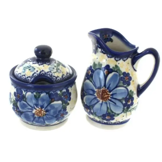Blue Rose Polish Pottery 1583 Vena Cream & Sugar Set image {8}