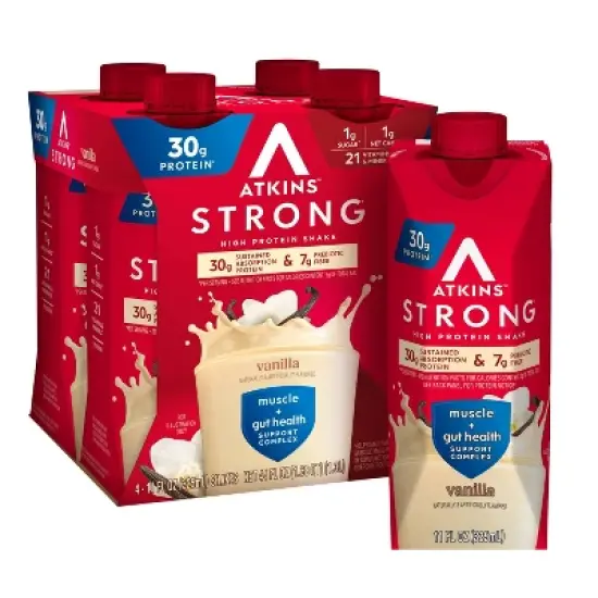Atkins Strong 30g High Protein Shake - Vanilla - 44 fl oz/4pk image {9}