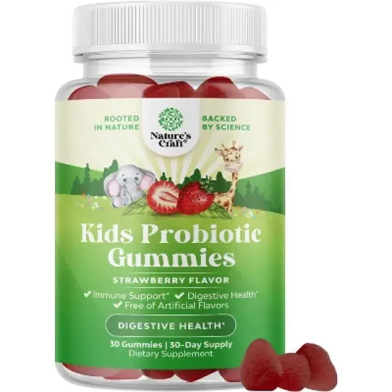 Immune Booster Kids Probiotic Gummies, Bacillus Subtilis Probiotic for Kids, Constipation Relief & Digestive Health, Nature's Craft, 30ct image {9}