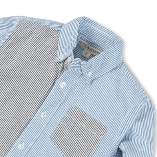 Hope & Henry Boys' Organic Cotton Long Sleeve Seersucker Button Down Shirt, Infant image {1}