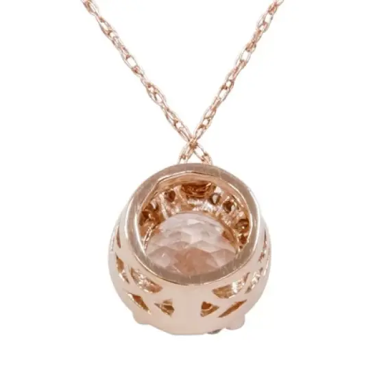 Pompeii3 1 7/8ct Morganite & Diamond Halo Pendant 14K Rose Gold image {3}