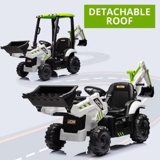 12V Licensed JCB Ride-On Excavator for Kids, 4-in-1 Electric Digger Toy with Remote Control, Front Loader, Shovel & Tent, Powered Ride-On Car image {5}