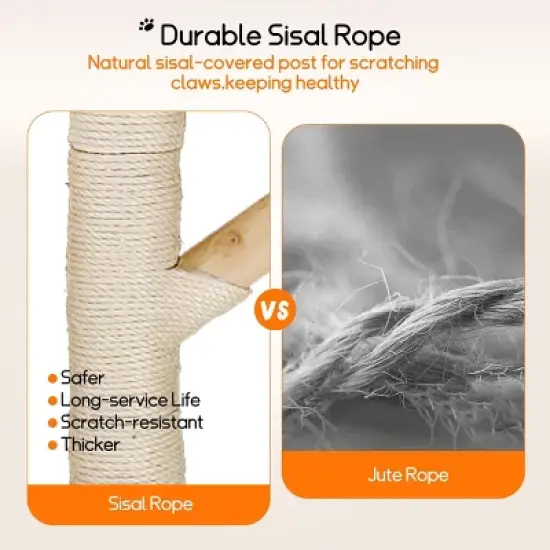 Artloge 2/3Tiers Wooden Cat Climbing Tree Indoor Cat Tree Activity Tower Cozy Kitten Play House with Plush Cushion & Sisal Scratch Post & Dangling Toy image {6}