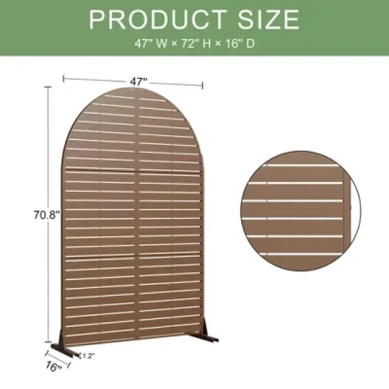 1-Piece Classic White Arched Galvanized Sheet Screen with Blinds, Outdoor Privacy Screen image {3}