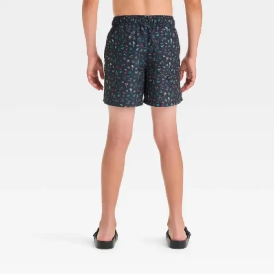 Boys' Summer Icons Printed Swim Trunks - art class&trade; Black image {1}